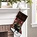 GMOEGEFT Christmas Stocking, Farmhouse Red and Black Buffalo Plaid Black Moose Embroidered Xmas Stocking, Christmas Party Decorations Fireplace Hanging Ornaments