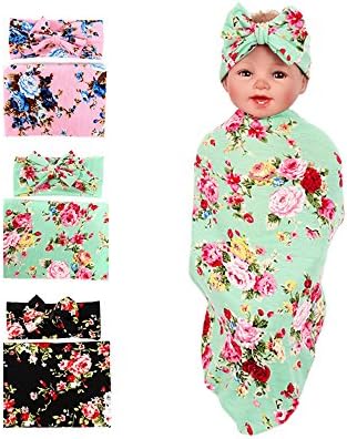 Hollyhorse Baby Blankets for Boys &amp; Girls,Newborn Lovely Beautiful Sleep Receiving Blankets| Swaddle Blankets with Gift Headband | Pack of 3 Sets
