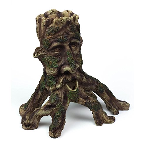 YSLDSNX Aquarium Ornaments Fish Tank Supplies Decorations Landscape Scenery Bookcase Accessories Resin Decor Smile Old Man Face Tree Plant Big Large Cave Handmade