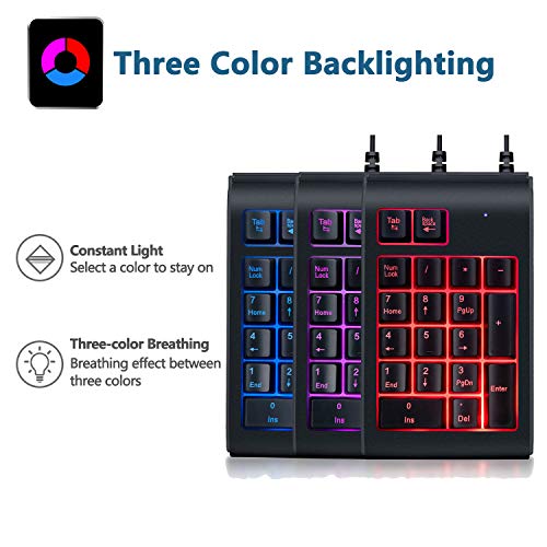 Number Pad, Laopao USB Numeric Keypad Mini Wired Keyboard Extension, Full Size 19 Keys Numpad for Laptop, PC, Desktop Computer, Compatible with Windows, Android and iOS