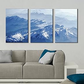 3 Panel Canvas Wall Art - Majestic Natural Landscape Triptych Canvas Series - ICY Peaks - Giclee Print Gallery Wrap Modern Home Art Ready to Hang - 16"x24" x 3 Panels