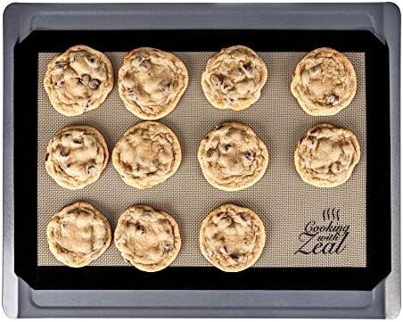 Cooking with Zeal Silicone Baking Mat - Best Non-stick baking tool for lining your cookie sheet - Thick Professional Grade Food Safe Certified Bakeware 16.5 x 11.5 inches