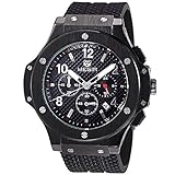 Megir Mens Watches Silicone Chronograph Military Quartz Black Wrist Watch Luminous Relogio Masculino