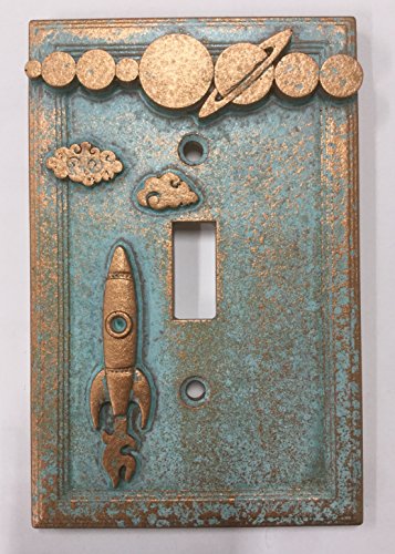 Space Rocket Light switch Cover (Aged Patina)