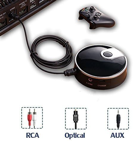 KLJ Bluetooth transmitter,toslink Optical fiber bluetooth for TV audio, bluetooth for PC XBOX PS4 audio music,pair with two bluetooth headset, lowest lags-TX12