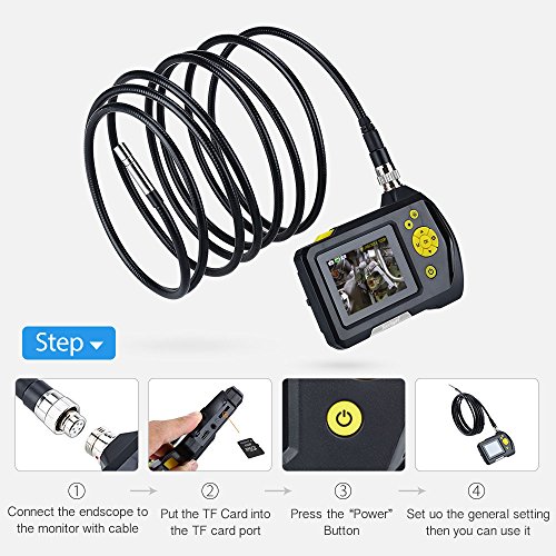 Blueskysea Digital Endoscope Waterproof Inspection Camera Handheld Borescope Snake Camera with 11.48ft/3.5m Semi Rigid Tube 2.7" LCD Color Screen Dia 0.32inch / 8.2mm DVR Video Recording 360 Degree