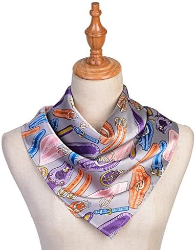 CHICOMP Silk Scarf ,Women's Fashion Print Square Silk Scarf /Neckerchief/ Neck Scarf /Hair Scarf/Handbag Handle Ribbon Valentines Gift,Multi-pattern