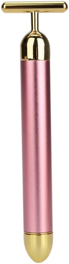 Grace Beauty Bar 24K Golden Pulse Smooth Facial Massage T Shape (5.5 inches, Golden Pink)