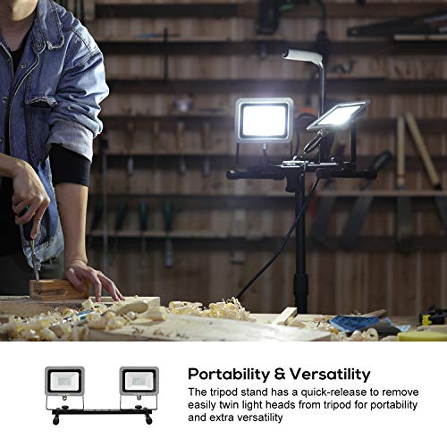 image for GALAX PRO Dual-Head 20W 4000 Lumen LED Work Light with Metal Lamp Hous