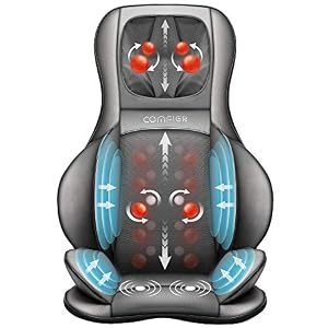 Comfier Neck and Back Massager with Heat- Shiatsu Massage Chair Pad Portable with Compress & Rolling,Kneading Chair…
