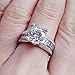 Newshe Jewellery Round Pink Cz 925 Sterling Silver Wedding Band Engagement Ring Sets Size 5-12