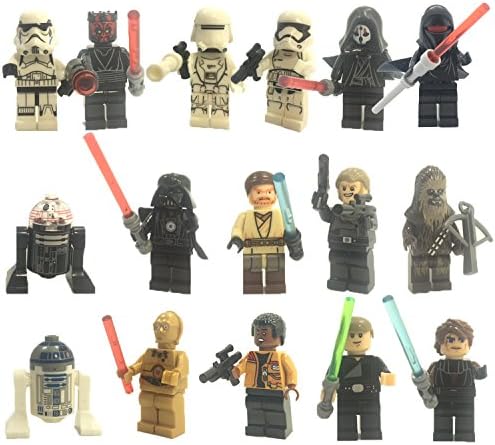 16 Star Wars MiniFigures ,Star Wars Past and Present Block Set Chewbacca,Han Solo,R2-D2,C-3PO,Anakin,Obi-Wan Kenobi,Finn and Luke Skywalker,Darth Vader Storm Trooper Darth Nihilus,Royal Guard ........
