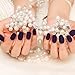 YUNAI 24Pcs False Nails Deep Purple Matte Manicure Patch Small Round Head Fake Nails