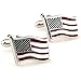 Covink Flying American National Flag Men's Office Cufflinks Cuff Buttons, Silver, One Pair