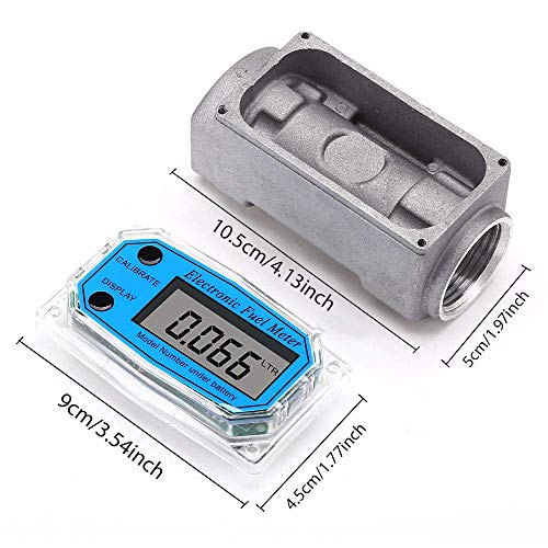Digital Turbine Flowmeter,Water Diesel Gasoline Kerosene Flow Meter with Digital LCD Display,1-Inch FNPT Inlet/Outlet - Thumbnail 3