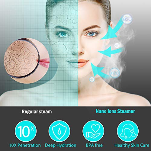 Nano Ionic Facial Steamer,CREPOW Facial Steamer Mini Portable Warm Mist Humidifier Atomizer Sprayer Moisturizing Face Steamer for Home Sauna SPA,Pores Cleanse Clear Blackheads Acne Impurities Skin