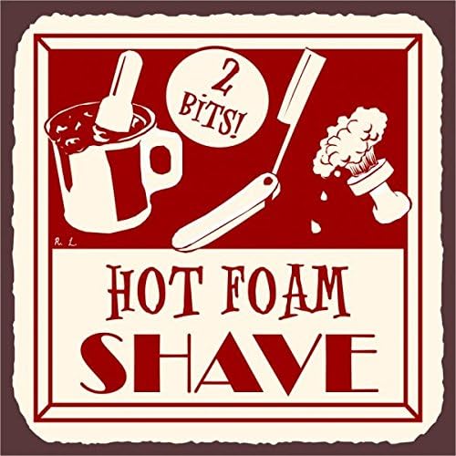 Hot Foam Shave Vintage Barber Shop Retro Metal Tin Sign 12X12 Inches