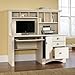 Sauder Harbor View Computer Desk With Hutch, Antiqued White finish