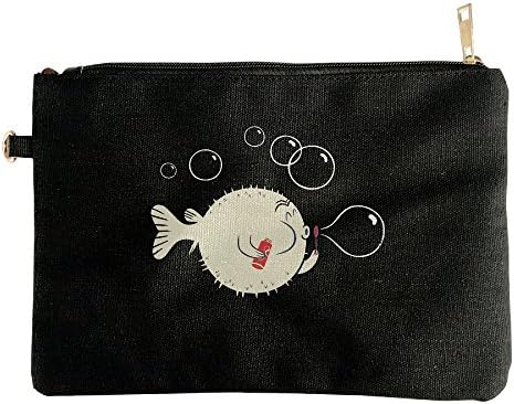Travel Makeup Bag - Extra Large Canvas Travel Makeup Bag With Fish