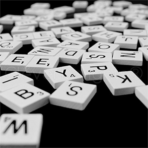 100 Wood Scrabble Tiles - White Color - Complete Set - Game Replacement Crafts Weddings Scrapbooking