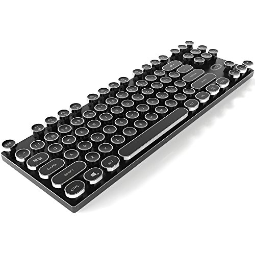ARTIX LED Backlit Keyboard | Mechanical Retro Typewriter Inspired Style with Blue lights, Metal Base, & Round Keycaps (Medium)