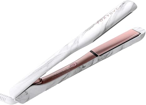Foxybae White Marble Rose Gold Flat Iron Digital Temperature