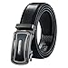 Leather Belts for Men with Automatic Buckle Ratchet Slide Holeless Black big - Long 52''