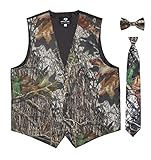 Mossy Oak Camouflage Vest For Men w/ Long Tie & Bow Tie
