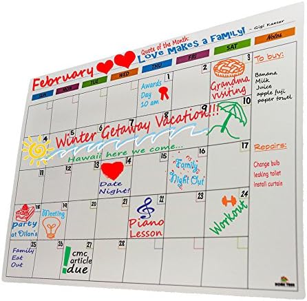 Magnetic Monthly Calendar Planner For Refrigerator | White Dry Erase Board for Fridge | Large 12" x 17" | Durable, Stain Resistant | Easy Erase Even After A Month