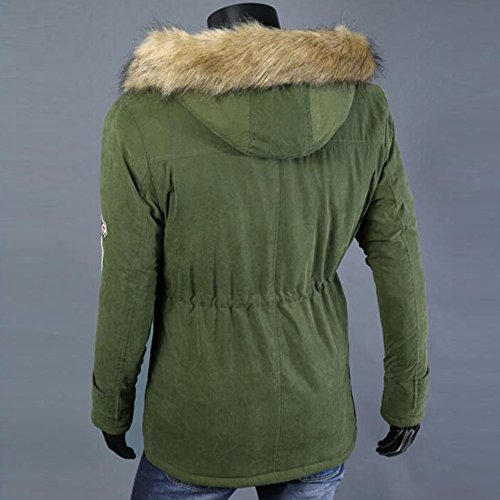 Men Coat With Fur Hood Cardigan Sweater Hooded Coat Jacket Sweatshirt Outwear By Orangeskycn (Army Green, L)