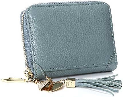 RFID Blocking Women's Credit Card Holder Wallet ID Holder with 2 ID Window Card Case Purse(LightBlue)