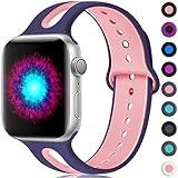 Haveda Sport Bands Compatible for Apple Watch 38mm/40mm, Soft Silicone Sport Strap Bands for Apple Watch, iWatch Series 4/3/2/1,Women Men Kids 38mm/40mm S/M Blue/Pink