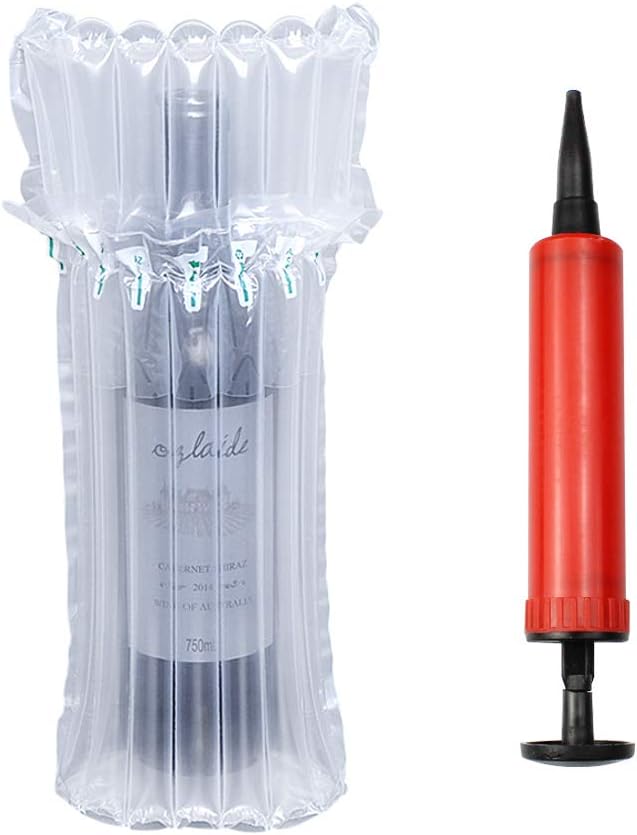 JUN-H 15 Pack Wine Bottle Protectors Cushioning Bubble Protector Inflatable Column Packaging Air Bags with 1 Pump Random Colour for Safe Packaging and Transportation