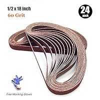 1/2 x18 Sanding Belt, 60 Grit Aluminum Oxide Craftmas Belt Sandpaper for Mini Air Belt Sander, 24 Pack(1/2x18in,60 grit)