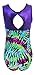 Girls Gymnastics Leotard - Tank with Keyhole (Aqua Tie Dye, Youth 6-7)