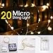 LIDORE LED Fairy Light 20 Warm White String Lights with Timer Battery Operated on 7.5 feet Silver Color Copper Wire