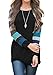 UMETINY Women's Cotton Knitted Long Sleeve Lightweight Tunic Sweatshirt Tops (XL, Black Blue)