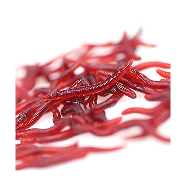 100-PCS-Red-Worm-Soft-Rubber-Fishing-Lures-Baits-15-Inch-4-cm