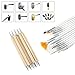 Queentools 20pcs Nail Art Tools/Brushes Dotting Pens Marbling Detailing Painting Striping Tools for Nail Art & Facial Detailed Painting with Roll-Up Pouch