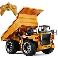 BISOZER 1:18 RC Engineering Alloy Remote Control Dump Truck with Lights, 6CH 2.4GHz Remote Simulation Mine Construction Vehicle Construction Vehicle Toys Gift Birthday Christmas for Boys 6-15 Year Old