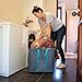 CleverMade Collapsible Laundry Tote, Large Foldable Clothes Hamper Bag, LaundryCaddy CarryAll XL Pop Up Storage Basket with Handles, Navy/Rose