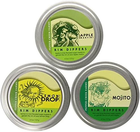 Pepper Creek Combo Pack, Apple Martini, Mojito and Lemon Drop Rim Dippers, 4.5 Ounce