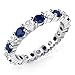 Metal Factory Sz (8) 3.50MM Sterling Silver 925 White & Blue CZ Eternity Engagement Wedding Band Ring