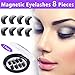 False Magnetic Eyelashes No Glue 3D Reusable Fake Eyelashes Extensions 8 Pieces Natural Mink Lashes Set with Single Magnets, Ideal for Deep & Round Eyes (Black, 2 Pairs)