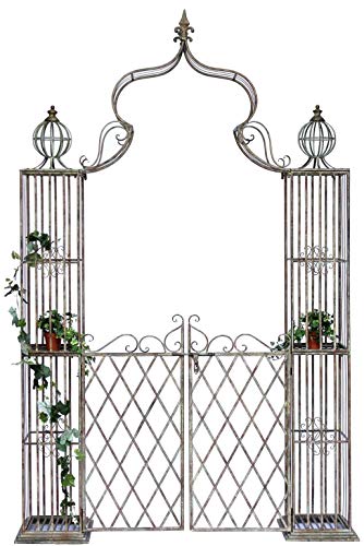 DanDiBo Rosenbogen mit Tor Pforte Metall 275x170 cm Rundbogen Torbogen Pergola 110241 Schmiedeeisen Rankhilfe Gartentor