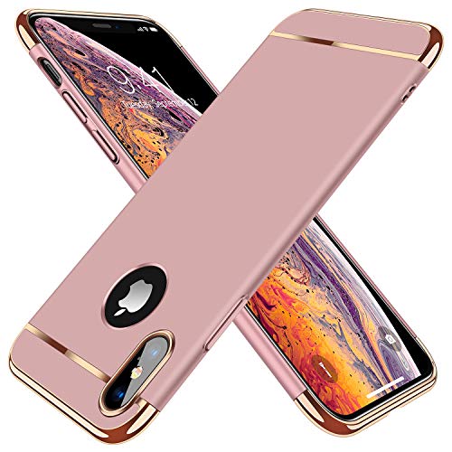 TORRAS Lock Series iPhone X Case, iPhone Xs Case, Thin 3 in 1 Hybrid Hard Plastic Matte Finish Slim Cover Anti-Scratch Phone Case for iPhone Xs/X 5.8", Rose Gold