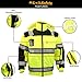 KwikSafety (Charlotte, NC) ENFORCER | Class 3 Safety Bomber Jacket | High Visibility ANSI Compliant OSHA | Detachable Chest iPocket Foldable Hoodie Thermal Lining Construction Work Wear | X-Large