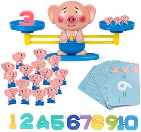 Refasy Counting Toys Balance Math Game STEM Number Learning Toys for Kids(65-Piece Set)