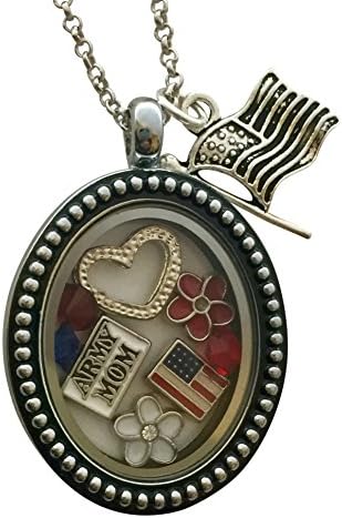 Army Mom Necklace Floating Locket Packaged in Canvas Gift Bag Handmade ~ Mothers Day ~ Birthday ~ Deployment ~ Support Gift