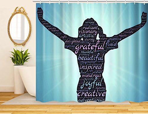 ArtRena Decorative Fabric Shower Curtain, Girl Power, Waterproof and Mildew Resistant, 71" x 71"